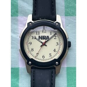 NRA Europa Gold Tone Black Band Quartz Watch